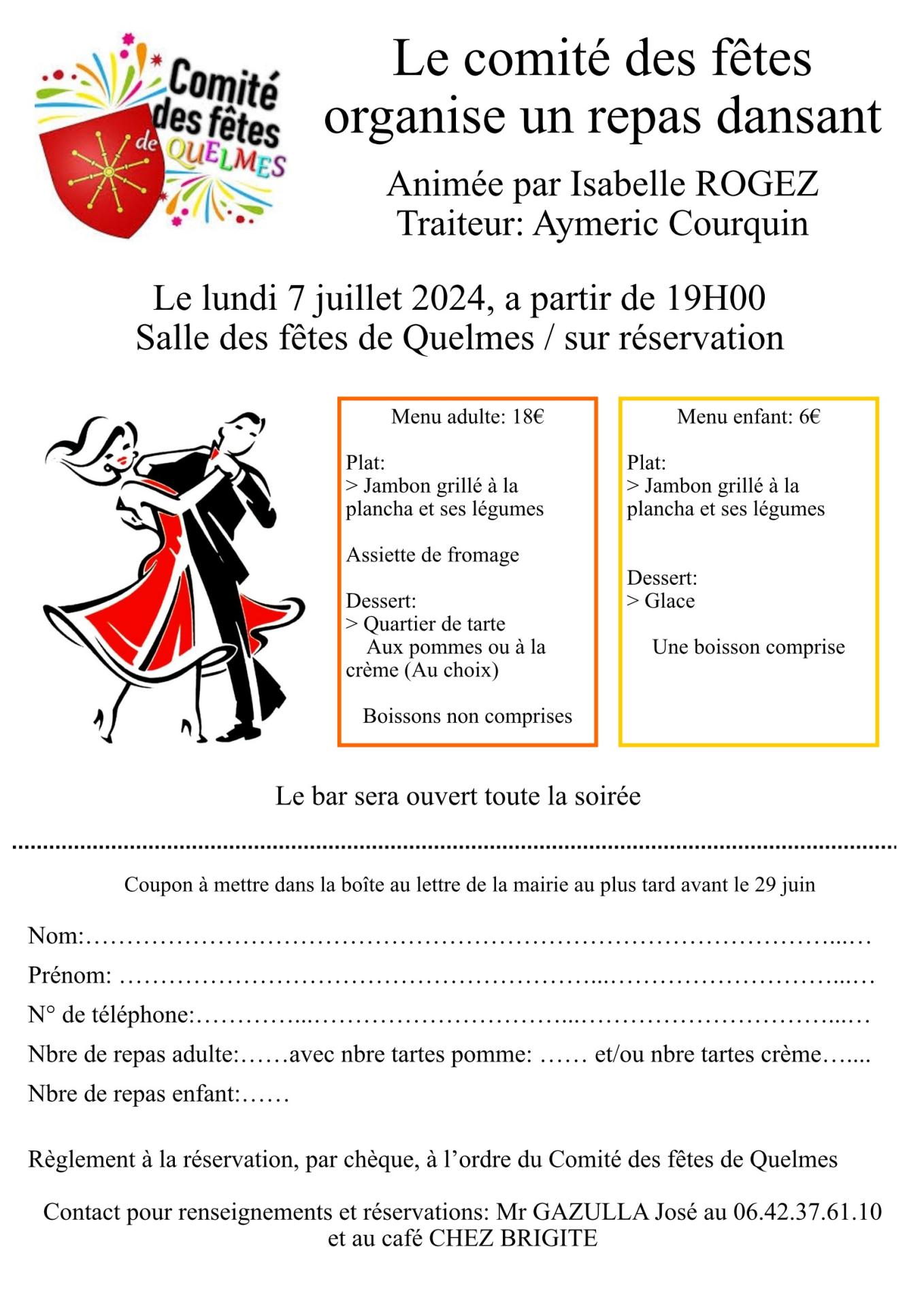 4 flyer soiree repas dancant du lundi 7