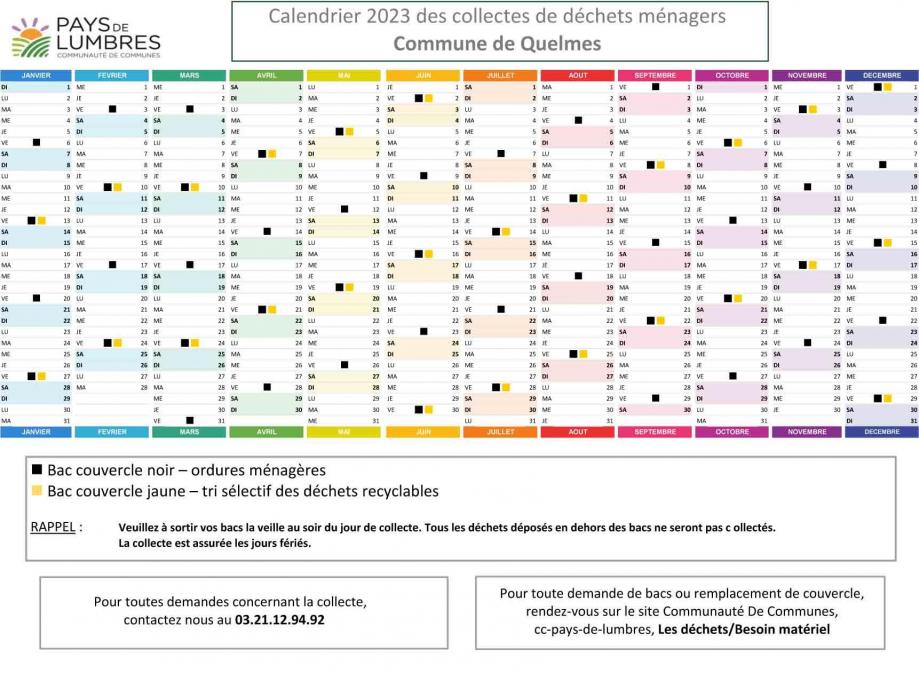 Calendrier 2023 quelmes