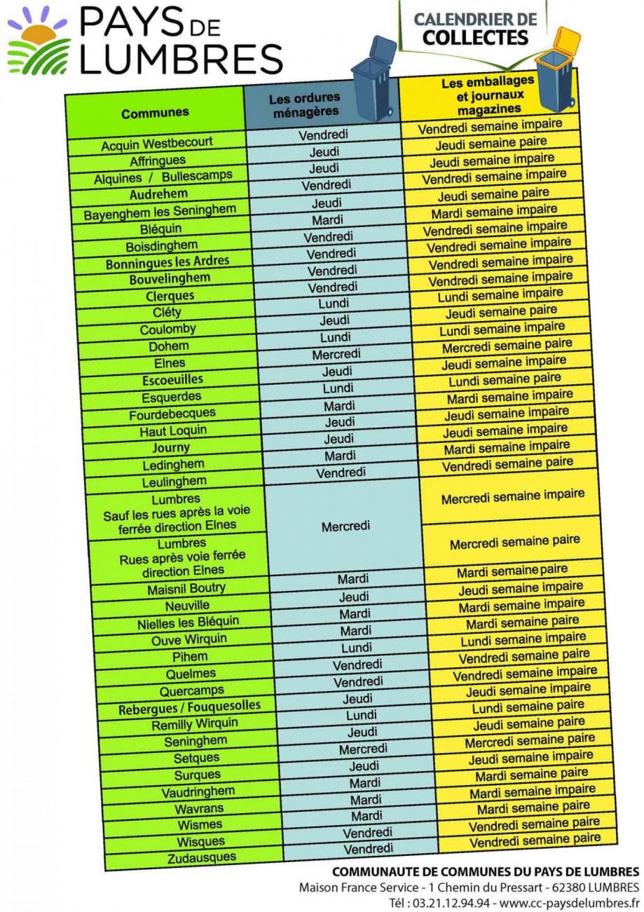 Calendrier ccpl