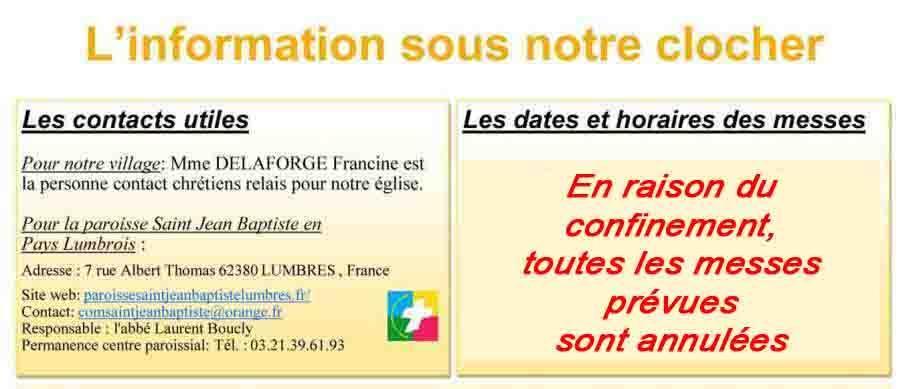 Les dates et horaires des messes 1