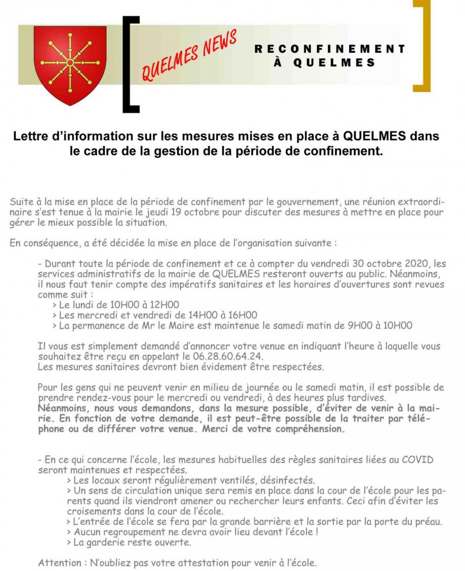 Lettre d information reconfinement 1