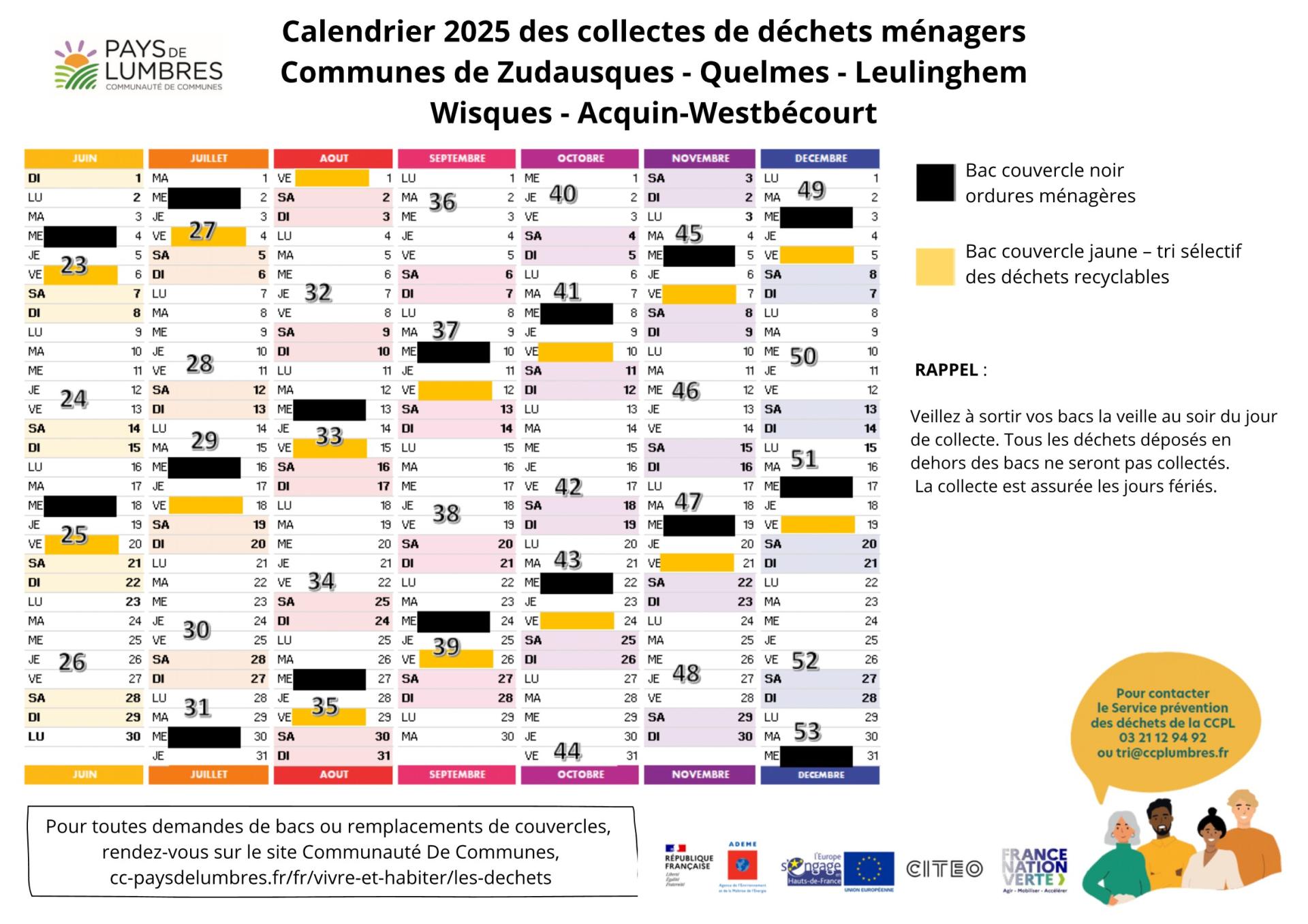 Serie 5 calendrier collecte zudausquesquelmesleulinghemwisquesacquin westbecourtm 2025 page 1