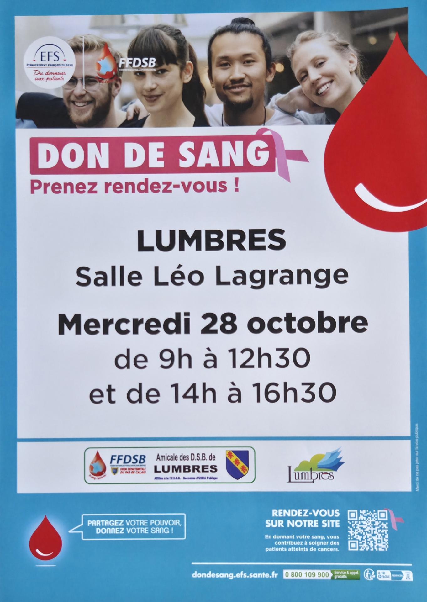 Don de sang le 28 10 2026 a lumbres 1